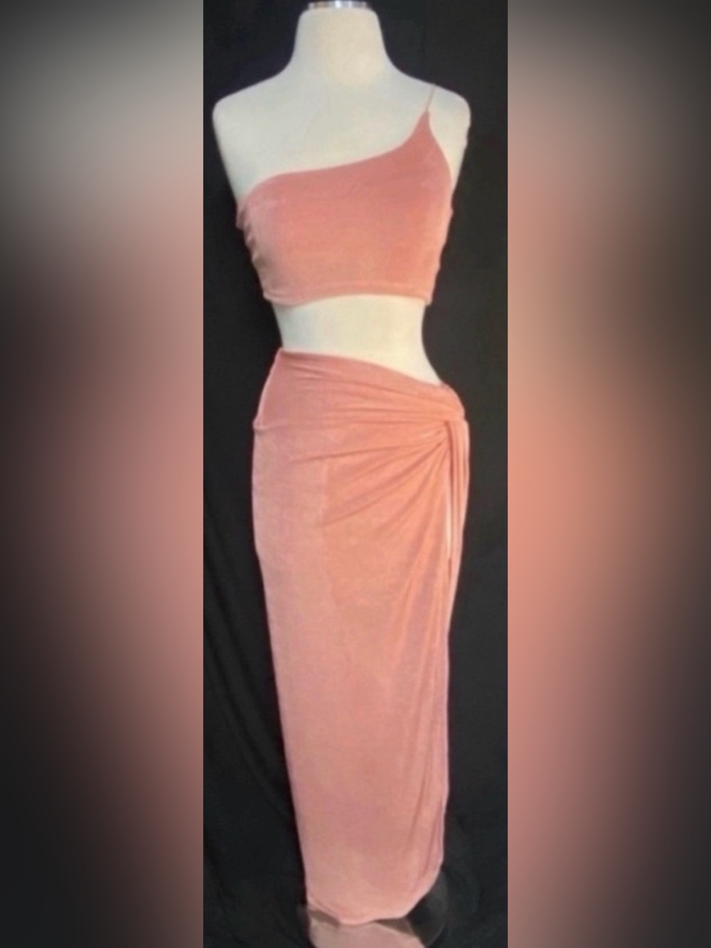Women’s Pink Midi Tank Top and Skirt Set Medium